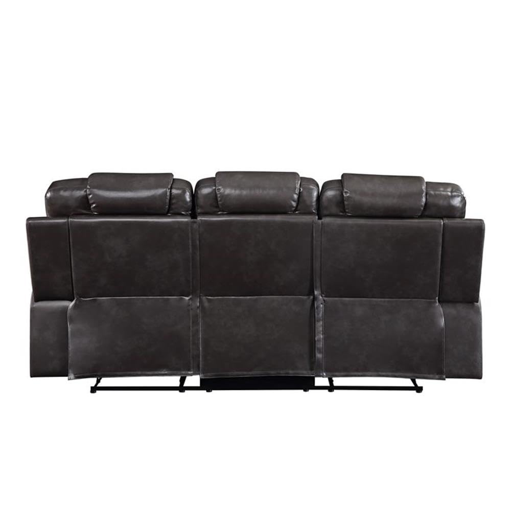 Acme Braylon Faux Leather Tufted Motion Reclining Sofa in Magnetite Black